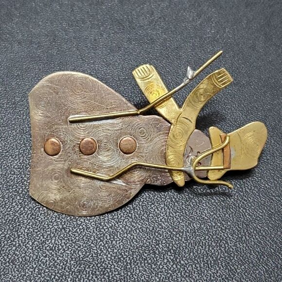 Vintage multi tone metal snowman brooch - Picture 3 of 7